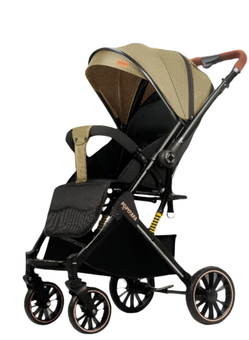 Popypapa Baby Stroller | Comfortable Baby Stroller for Daily Use | Full Canopy Sunshade | Reclining Seat & Adjustable Footrest | 5-Point Safety Harness | 360° Swivel Front Wheels | Large Storage Basket | Smooth Suspension - Image 1